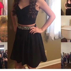 2 piece black homecoming dress